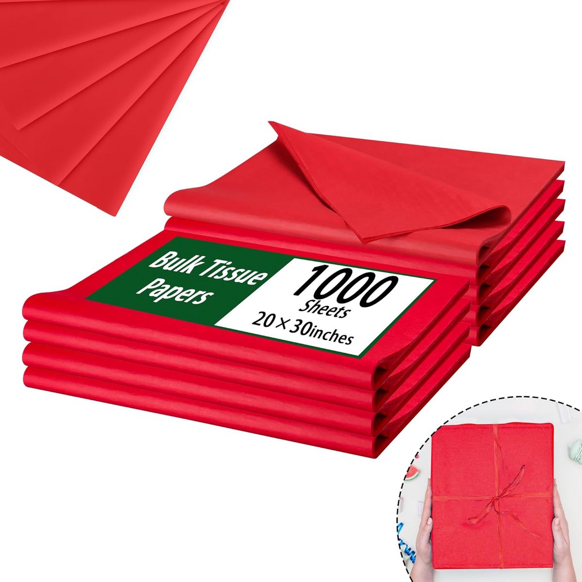 Rood Tissuepapier Bulk 1000 Vellen voor Geschenkverpakking en Knutselen