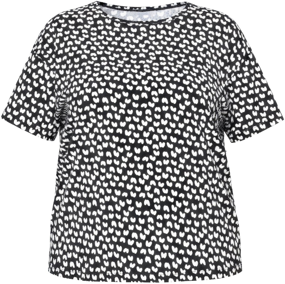 Studio Untold - Dames - T-shirt black & white print halve mouw - Zwart - Maat 42+