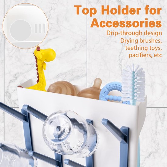 Verticale flessendroograk ruimtebesparend met bak voor flessen speentjes en babyaccessoires — afbeelding 4