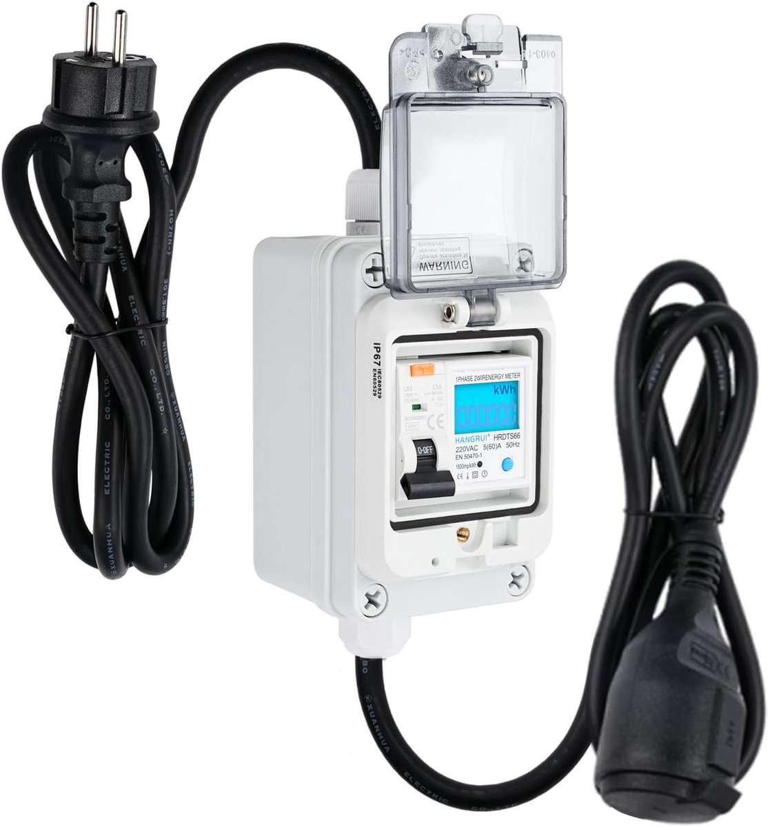Mobiele Digitale Stroommeter voor Buitensokkel 16A Type A Stroomonderbreker Euro Plug IP65 Waterdicht Tester 230V 60A voor Industriële Installatie Tuin