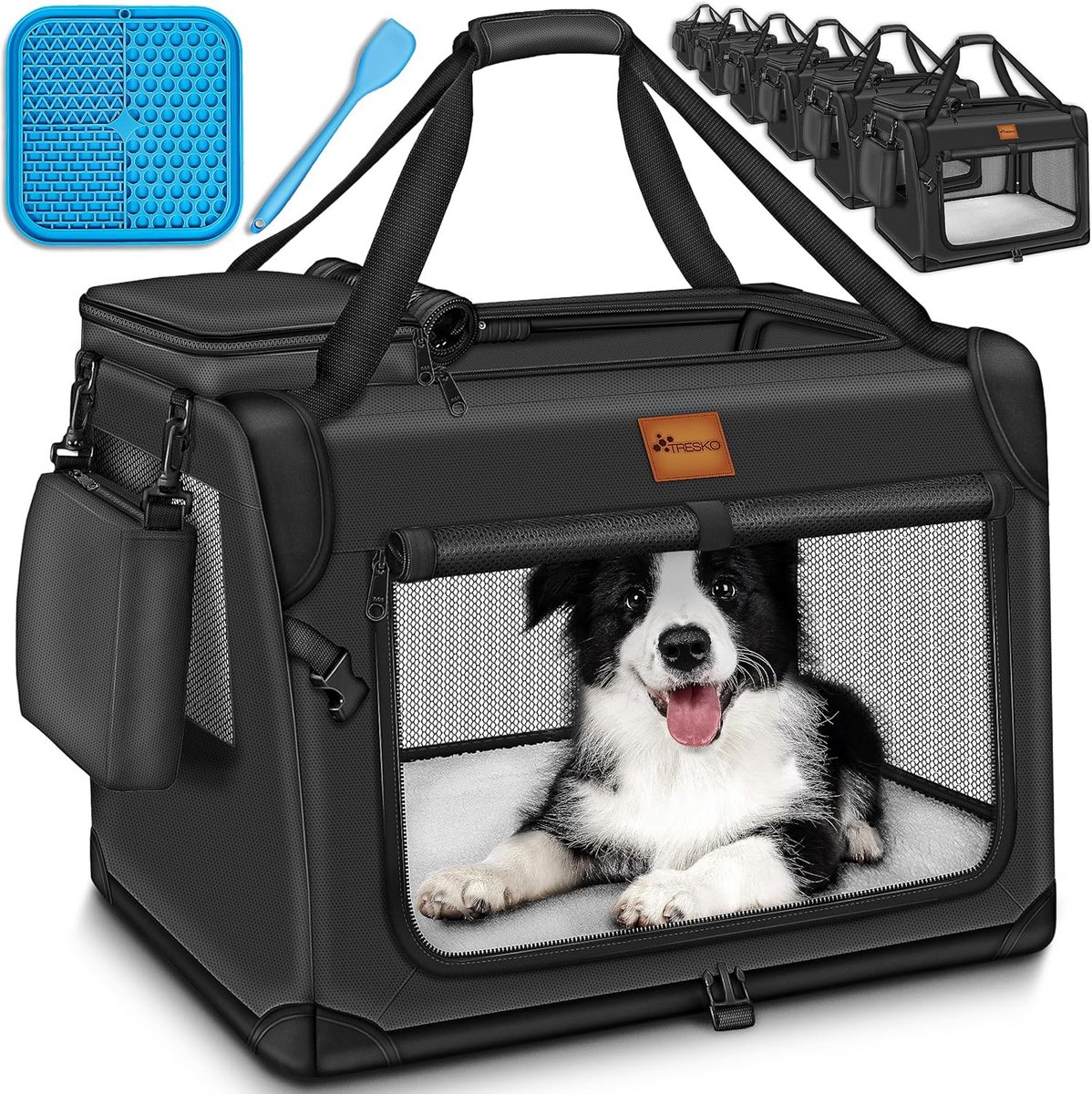 Opvouwbare hondenbox L 70x52x52cm - transportbox voor hond en kat met likmat