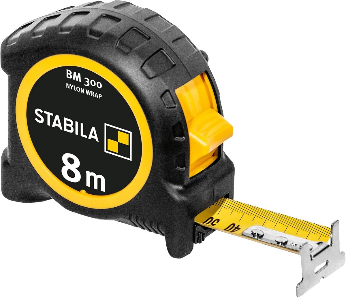 Zakbandmaat 8 meter met dubbelzijdige schaal en nylonwrap bescherming