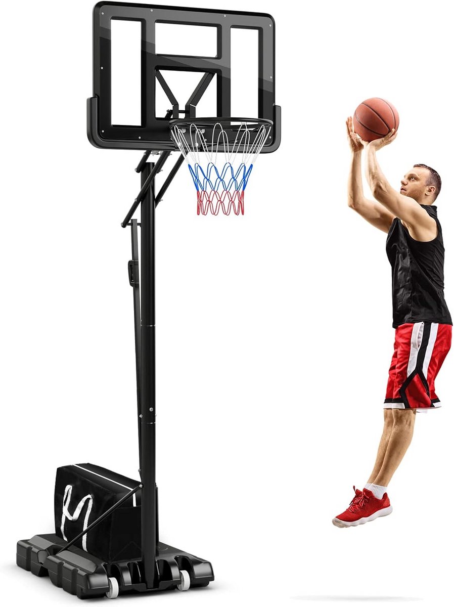 Mobiele basketbalkorf met verstelbare hoogte voor binnen en buiten
