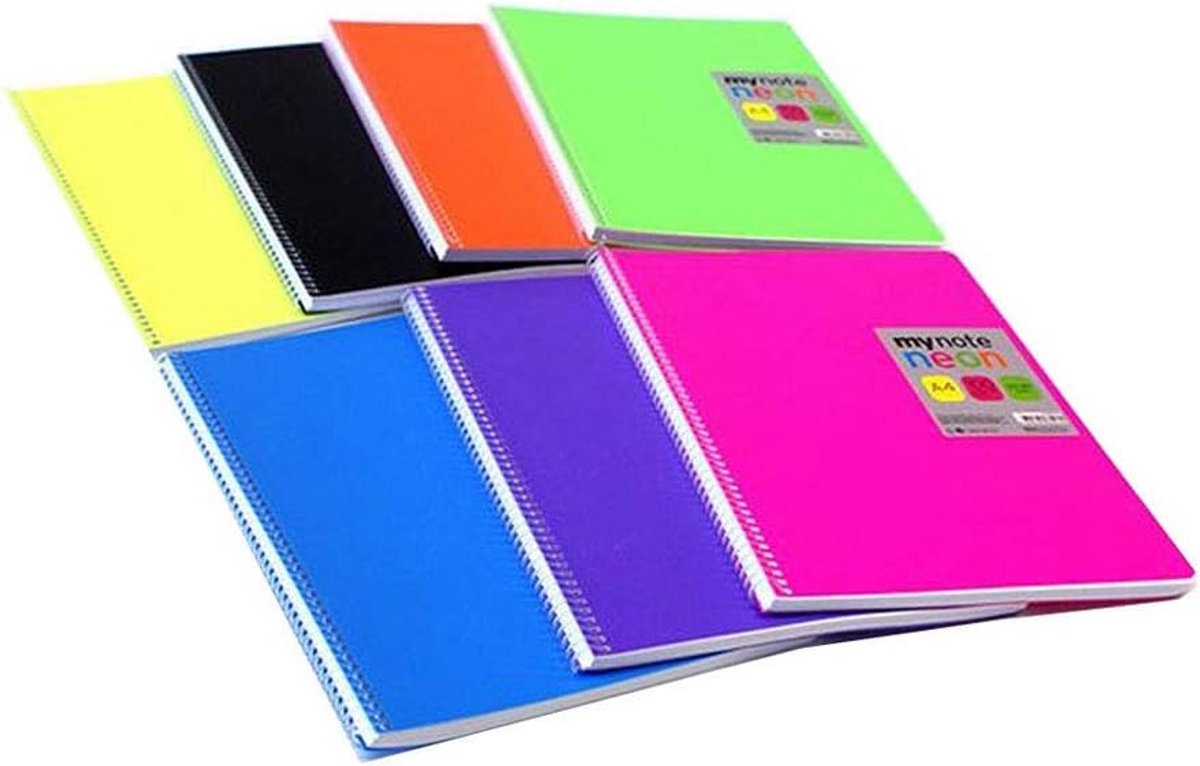 Notitieboek A4 spiraalbinding 120 vellen vierkant geruit PP-cover
