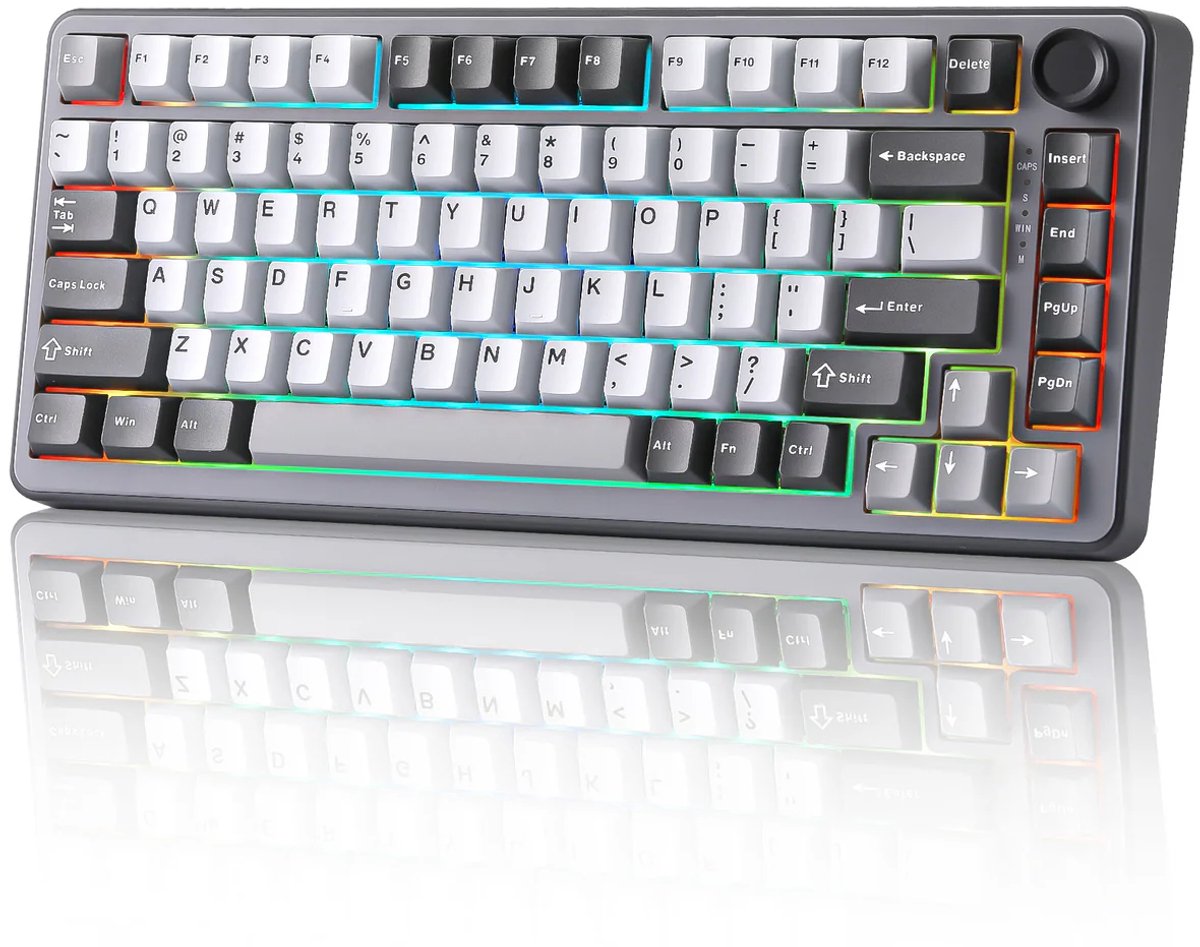 YUNZII B75 Wired - Mechanisch Gaming Toetsenbord - RGB Verlichting - 75% Layout - Hot-Swappable - Cherry Profile - PBT Keycaps - Gasket Mount - Bedraad - Grijs