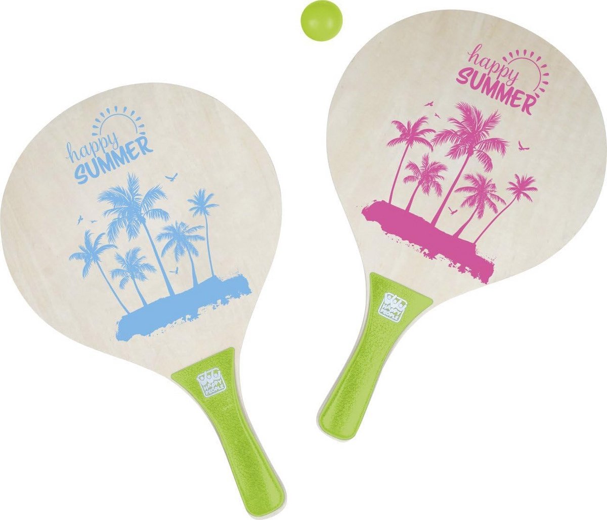 Houten Beachball Set met 2 Bats en 1 Bal - 38 x 24 x 0,8 cm - Houtkleur