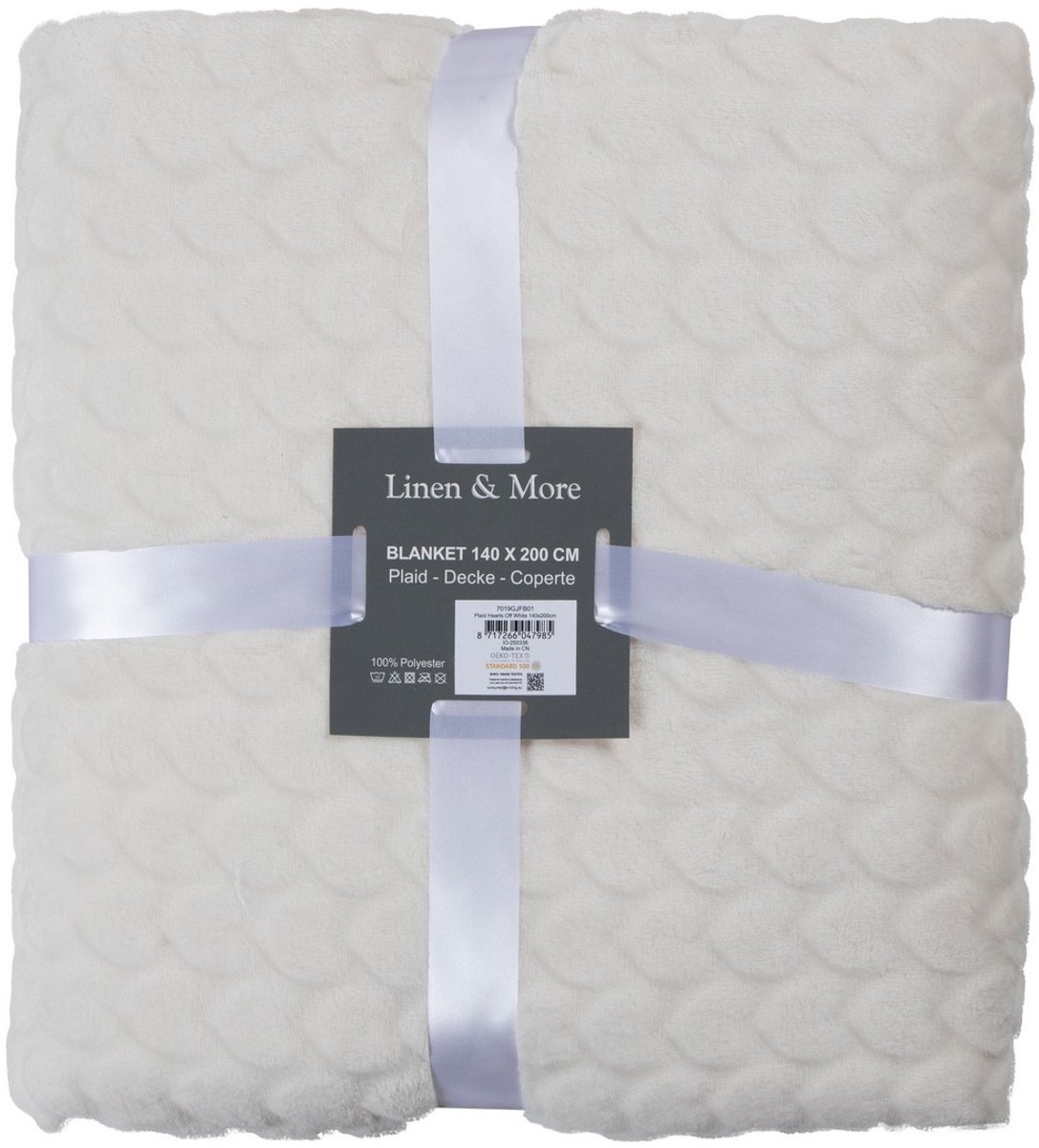 Plaid Hartjes Off White 140x200cm