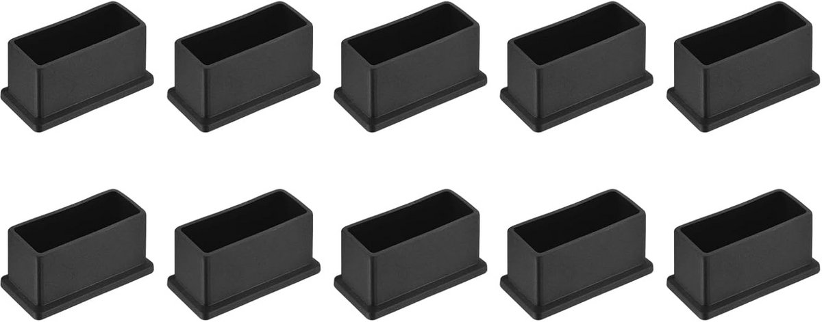 10x Vierkante Stoelpoot Plugs PVC Zwart - Antislip Doppen voor Houten Vloeren en Terrasmeubels