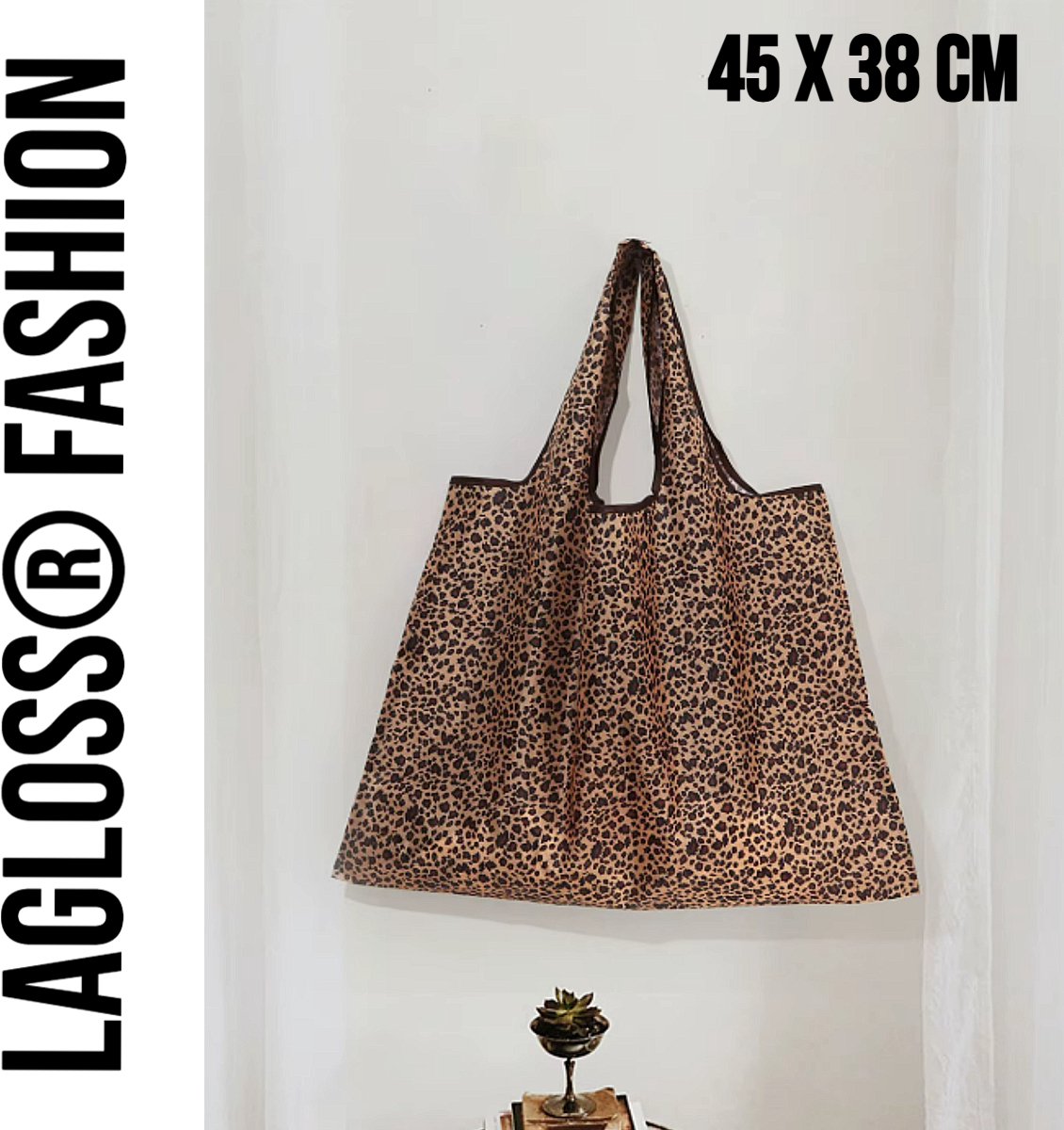 LaGloss® XL Boodschappen Tas met Luipaardprint Grote Trendy Strandtas Beach Bag 45 x 38 cm Schoudertas - Opvouwbare Shopper Luipaard Print XL Tas %%