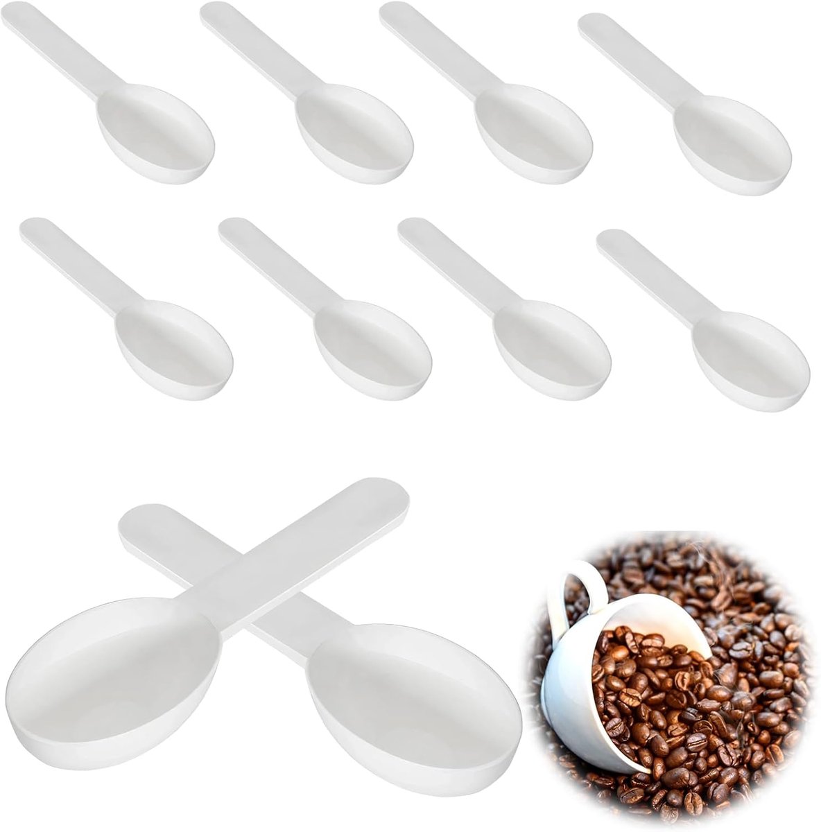 10 witte meetlepels - 10 stuks - keukengerei - kookaccessoires
