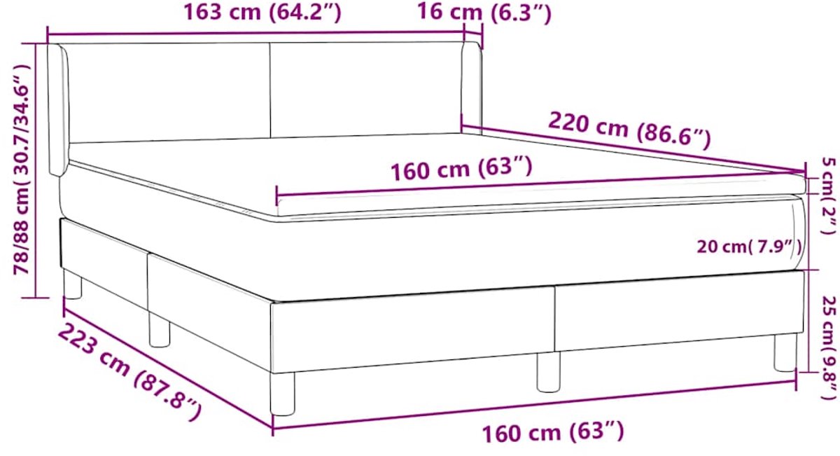 vidaXL - Boxspring - met - matras - fluweel - donkergroen - 160x220 - cm