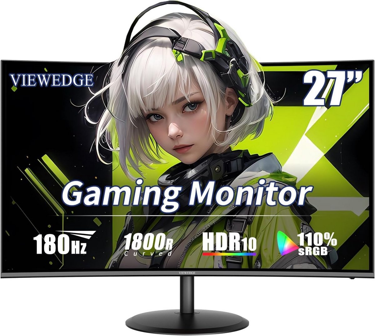 27 inch Gebogen Gamingmonitor 180Hz FHD 1080P met 1ms Reactietijd en FreeSync