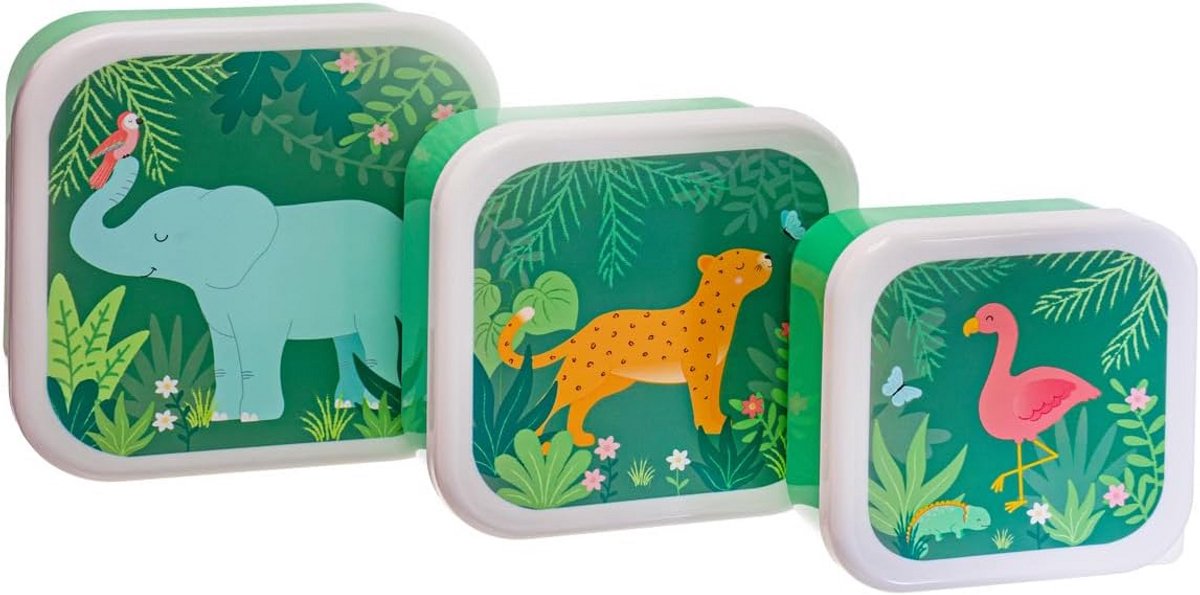 Set van 3 Broodtrommels met Jungle Friends Motief