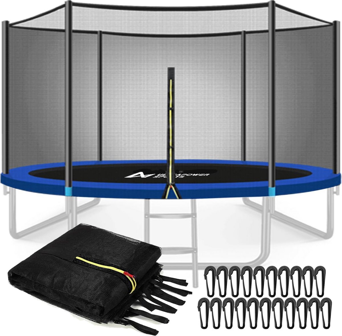 Veiligheidsnet voor Trampoline 244 cm – Rond Vervangend Net met 6 Steunen, UV-bestendig, Weerbestendig – Zwart