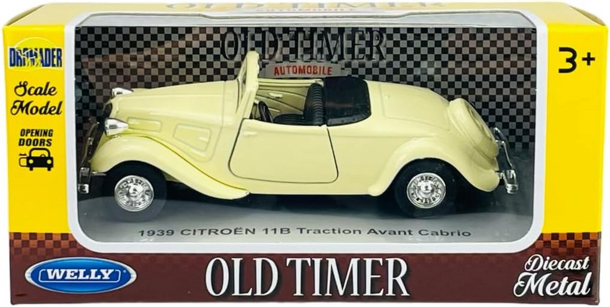 Klassieke Cabrio Modelauto Beige 1934-1957 Schaalmodel Metaal