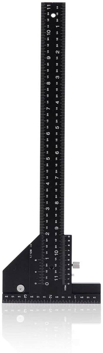 Multifunctionele T-liniaal voor Houtbewerking - 11 inch/30cm - Glijdend Vierkant met 45 Graden Markeringsrand