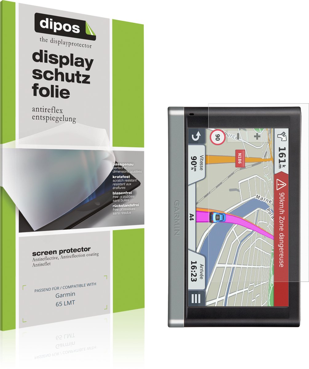 dipos – 2x Matte Beschermfolie geschikt voor Garmin 65 LMT | Krasbestendige & antireflecterende Screenprotector Ultra-Thin