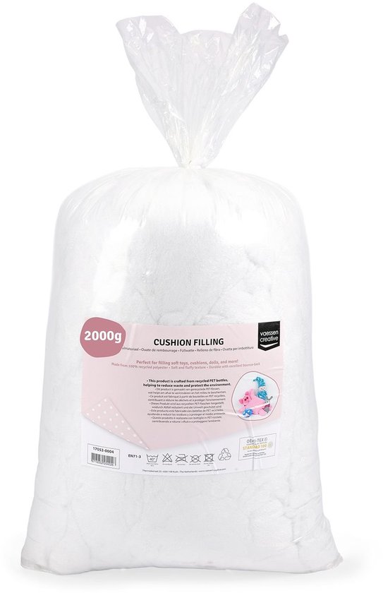 Vaessen Creative Kussenvulling - Vulling voor Knuffels - Polyester Vulmateriaal - 2000 g