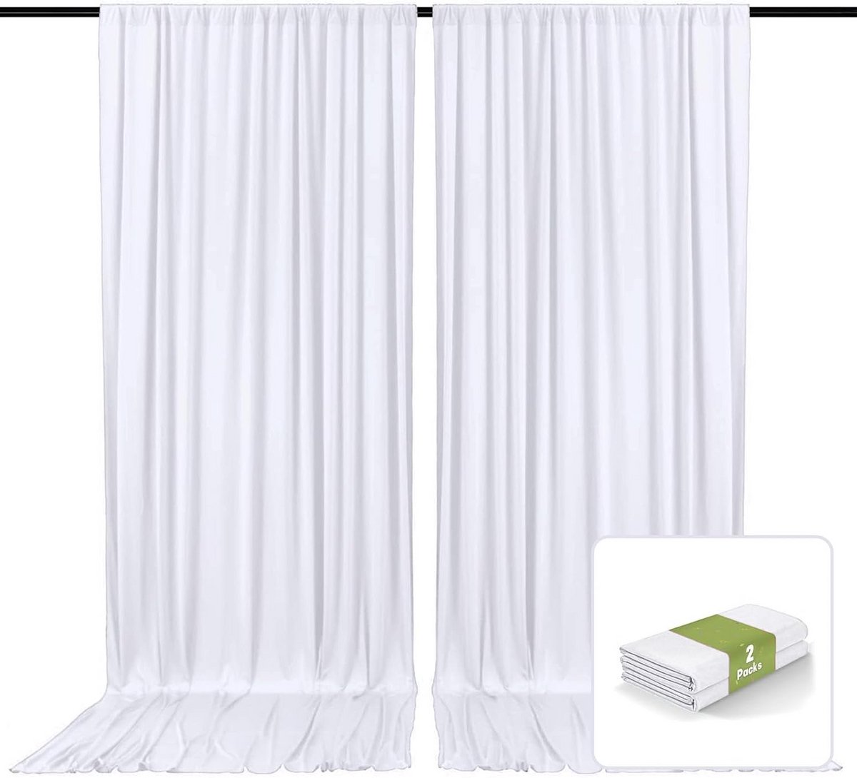 Set van 2 Witte Achtergrond Gordijnen voor Feestdecoratie en Fotoshoots - 25,5 x 18,5 cm