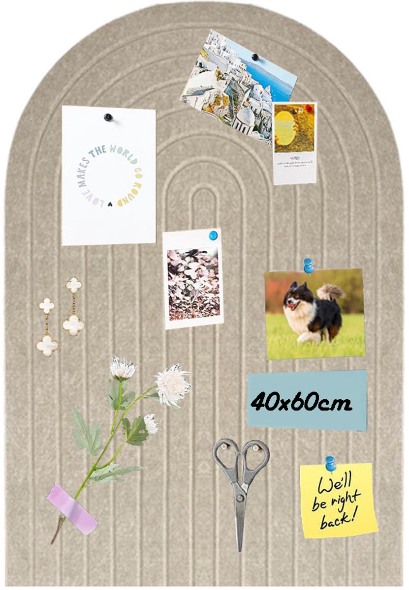 Decoratief Viltbord - Kurken Prikbord - Multifunctioneel - Visionboard -Inclusief Punaises - voor School, Thuis, Keuken, Kantoorwanden - 40x60cm - Donkere Kameel