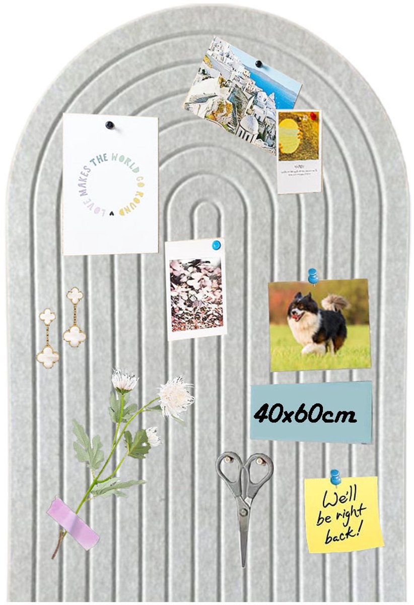 Decoratief Viltbord - Kurken Prikbord - Multifunctioneel - Visionboard -Inclusief Punaises - voor School, Thuis, Keuken, Kantoorwanden - 40x60cm - Lichte Kameel