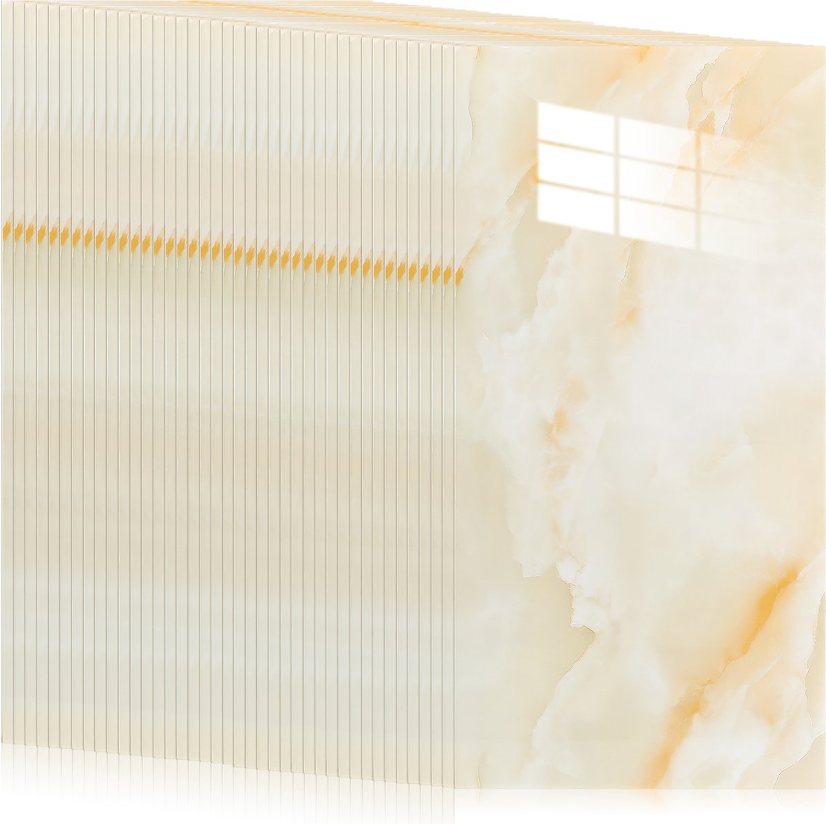 40 Stuks Zelfklevende Keukensplashboard Tegels 30x60 cm - Ook voor Badkamer & Woondecoratie | Echte Tegel Look zonder Breekwerk,Lichtgeel