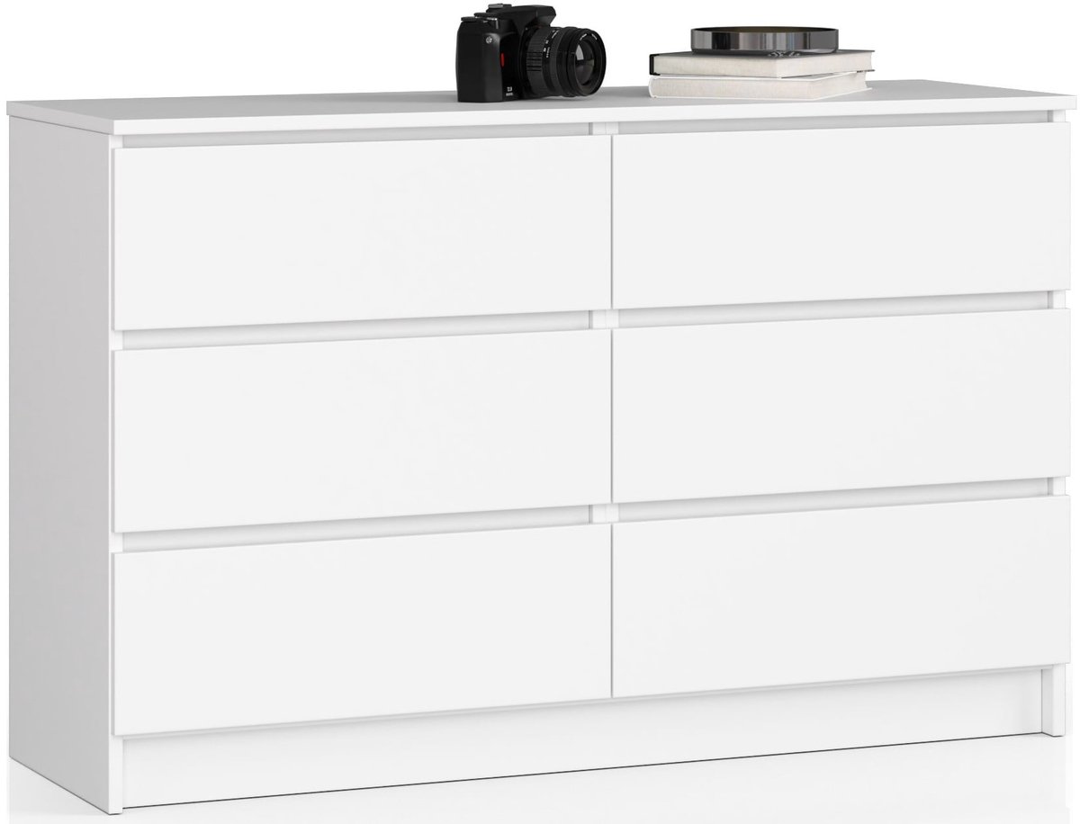 Akord Ladekast K120 met 6 Lades / AKORD Furniture Factory / Wit / 120 x 77 x 40 cm