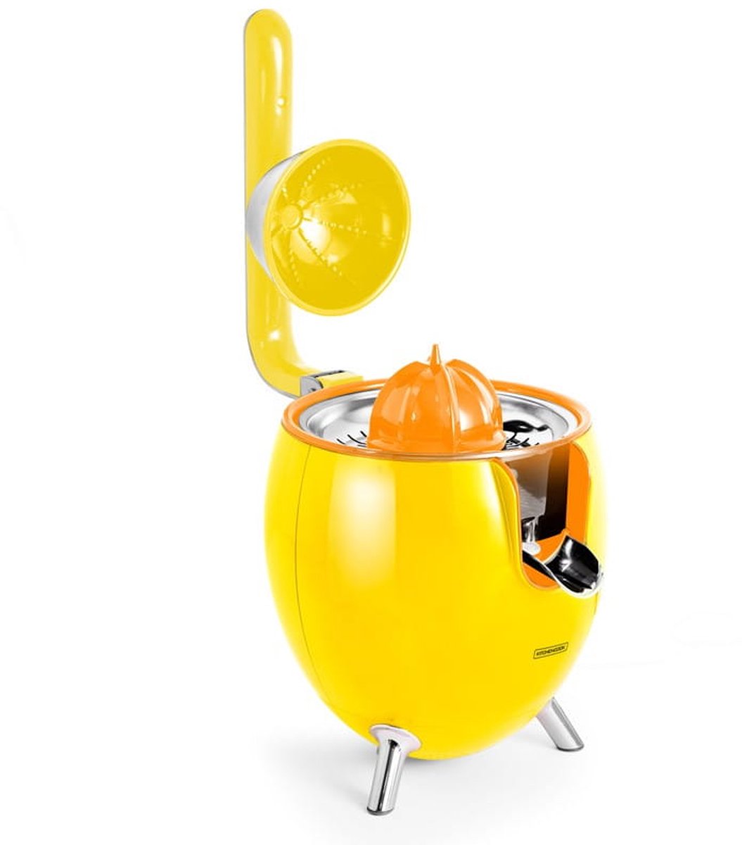 Kitchencook PRESSPOD YELLOW - Elektrische Citruspers - 2 Kegels - BPA-vrij - Druppelstop - Roestvrijstalen Filter