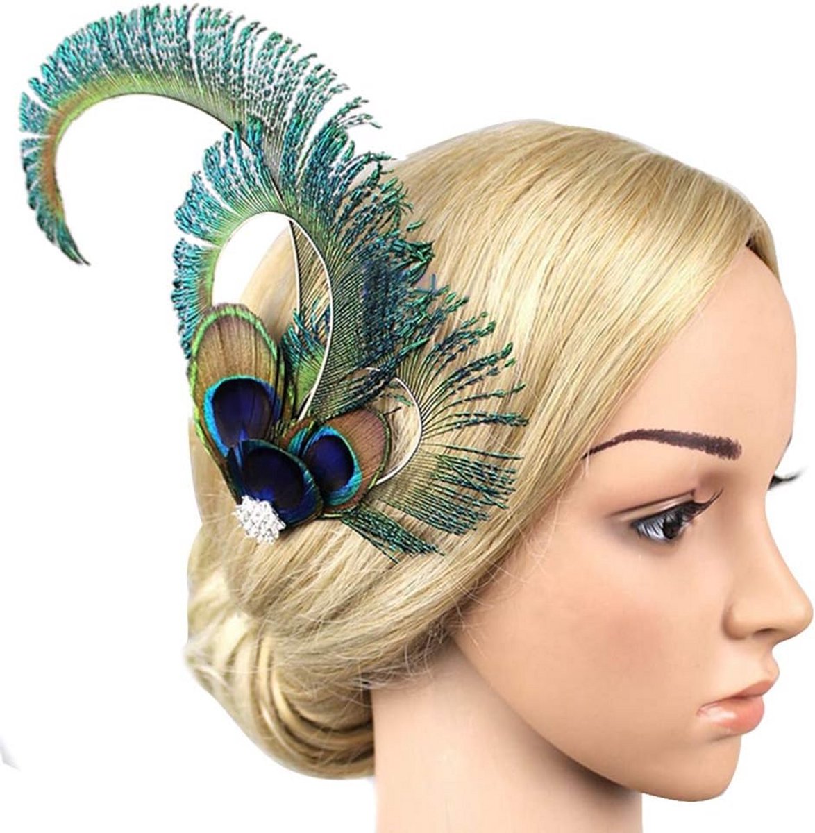 Elegante Pauwenveer Fascinator Haar Clip Hoofdband voor Bruiloft en Feest