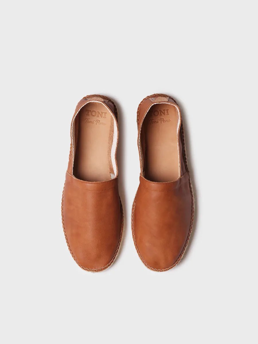 Gesloten espadrilles voor heren van leer met jutezool | MINO
