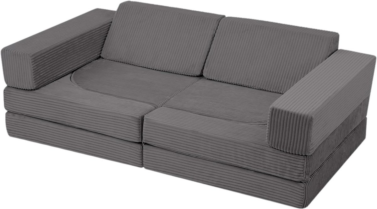 Modulaire Kinderbank van Corduroy, Uitvouwbare Peuterstoel en Bed