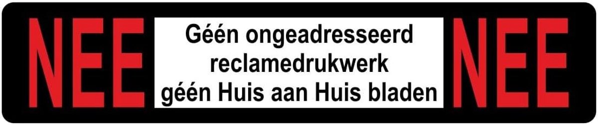 Geen Reclame Sticker Deurbel of Brievenbus - Weiger Sticker Nee