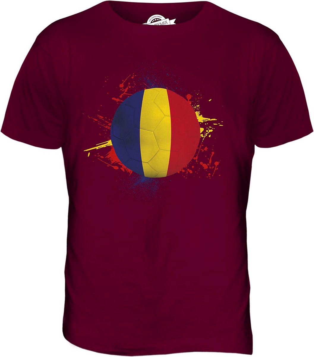 Roemenië Voetbal T-shirt Heren - Splatter Design - Oranje Kleding