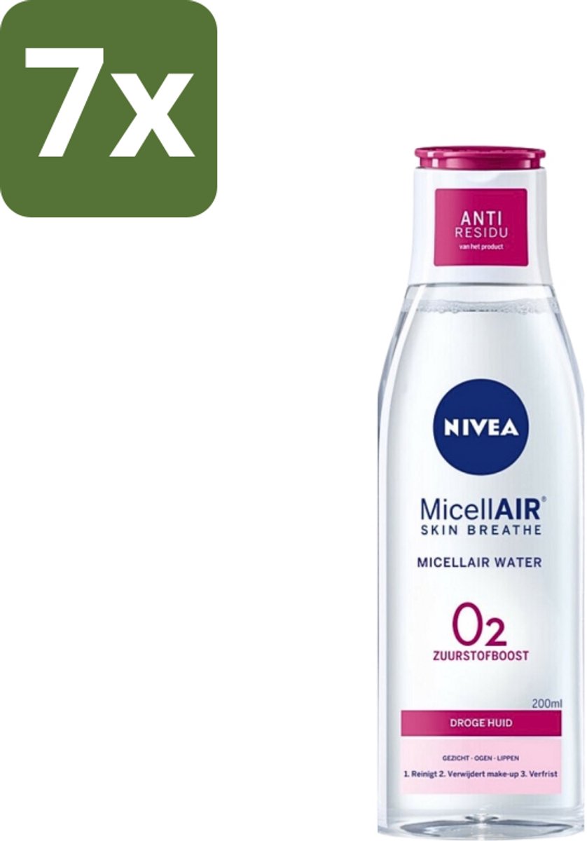 Nivea - O2 Zuurstofboost Micellair Water - Droge Huid - 200 ml - Bulkverpakking - 7 stuks