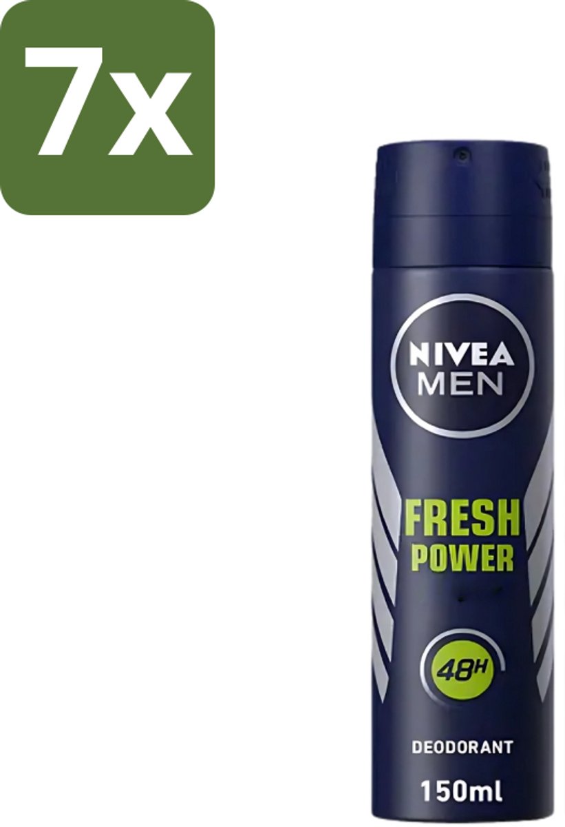 Nivea - Men - Deodorant - Spray - Fresh Power - 48 Uur Lang Werkend - 150 ml - Bulkverpakking - 7 stuks