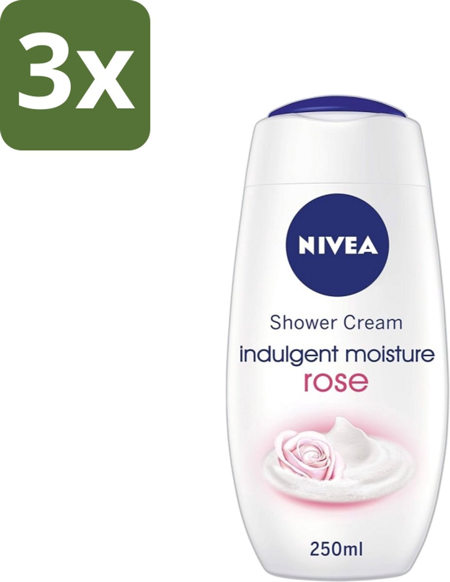 Nivea - Shower Indulgent Moisture Rose Douchecrème - 250 ml - Bulkverpakking - 3 stuks
