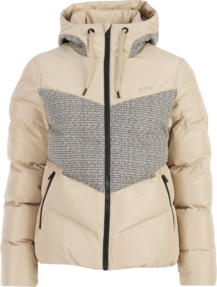 Protest Prtbarley – Skijas Dames – Waterafstotende afwerking – Winterjas – Waterkolom 10K Beige