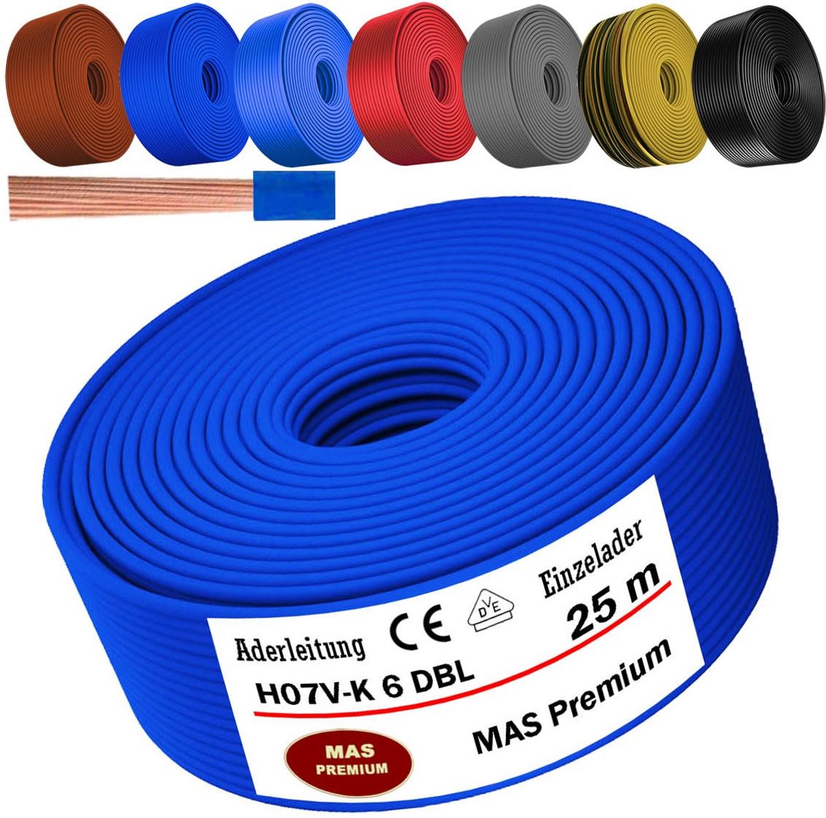 Flexibele Aderleiding H07V-K 6 mm² per Meter - Meerkleurig en Veilig