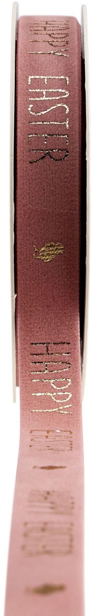 Fluwelen lint Happy Easter sierlint roze 15mm 5m