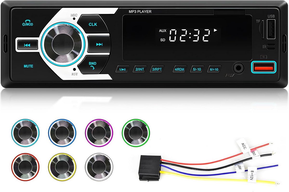 Universele 1 DIN Autoradio met Bluetooth, MP3, FM-Radio en Smartphone Integratie