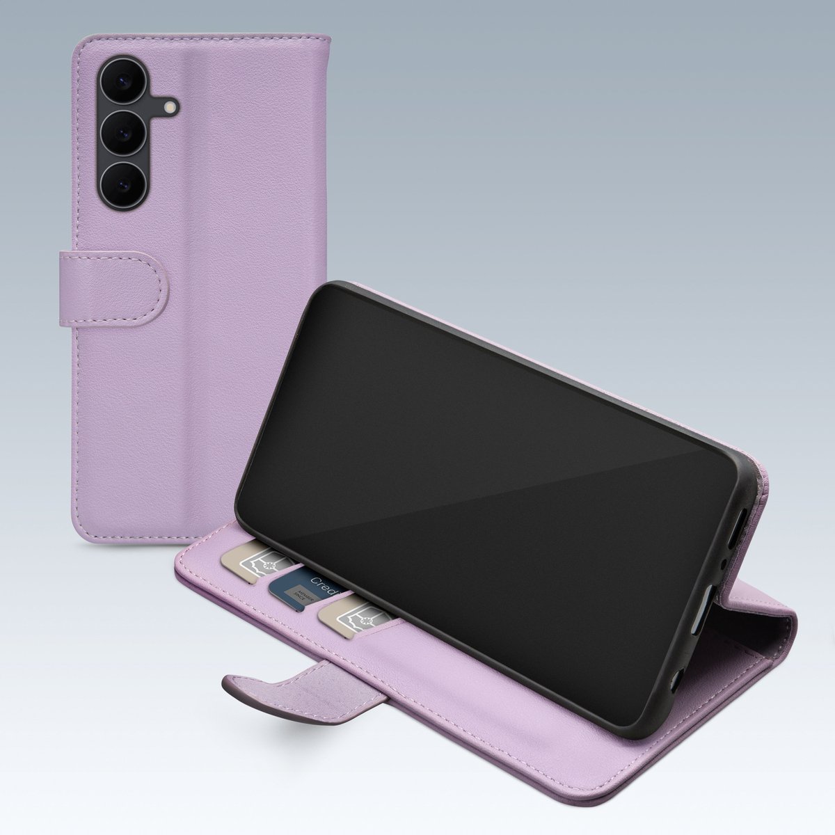 Mobilize Telefoonhoesje geschikt voor Samsung Galaxy S25 FE Hoesje | Mobilize Premium Gelly Bookcase Portemonnee | Pasjeshouder voor 3 Pasjes | Telefoonhoesje voor Pinpas / OV Kaart / Rijbewijs - Paars