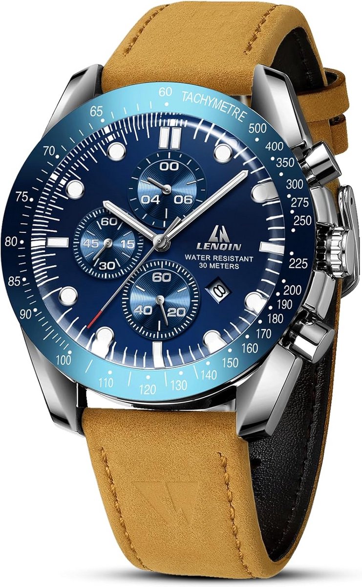 Herenhorloge Leer Analoge Quartz Waterdicht Luxe Business Casual met Datumweergave