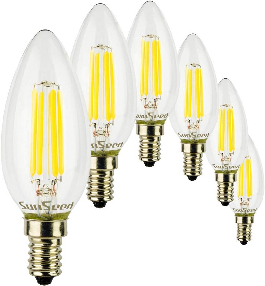 6x LED Kaarslamp E14 6W Dimmbaar Neutraal Wit 4000K Glas Vervangt 60W