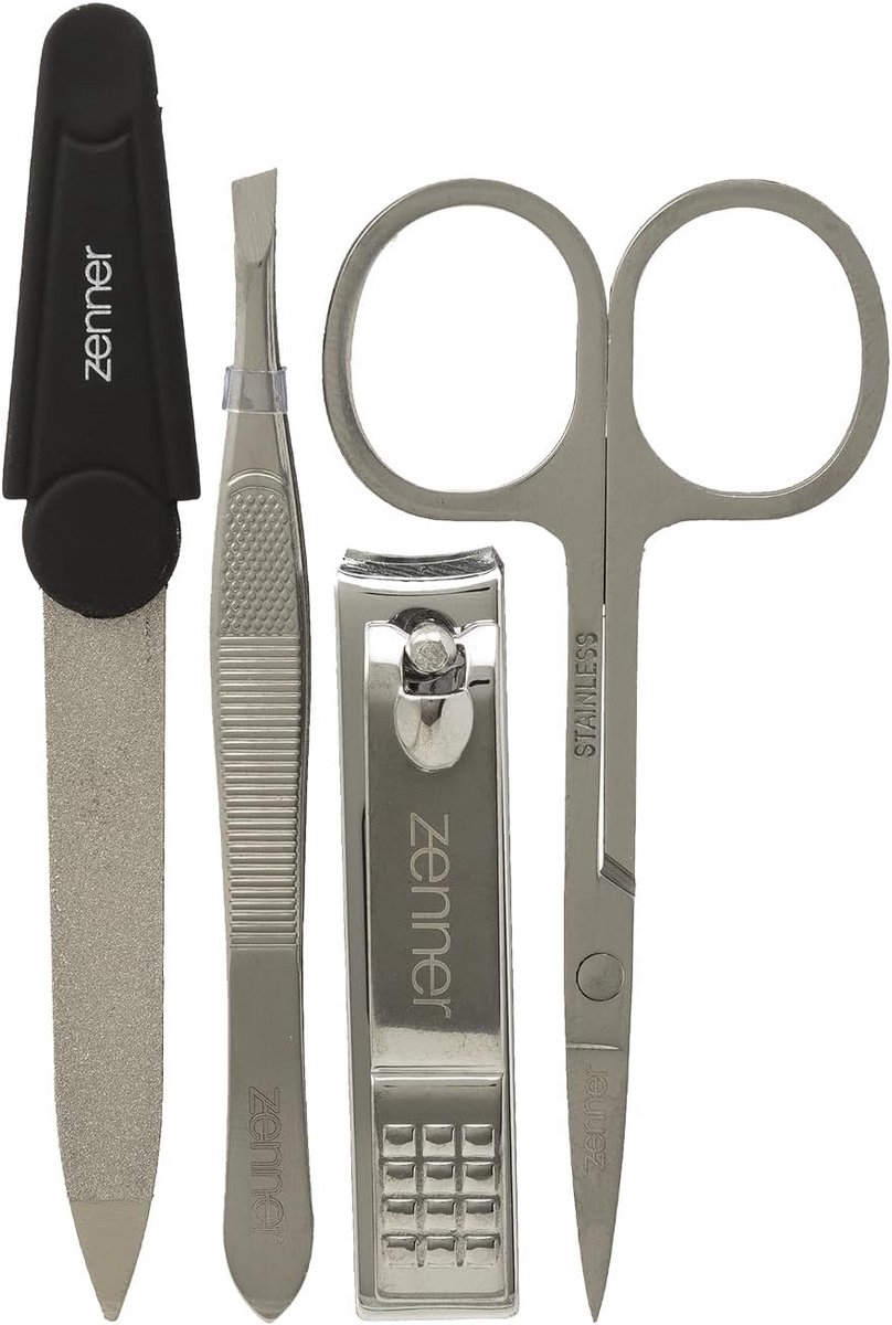 Manicure Set - 4-Delige Nagelverzorgingsset met Nagelknipper, Schaar, Pincet en Saffiervijl
