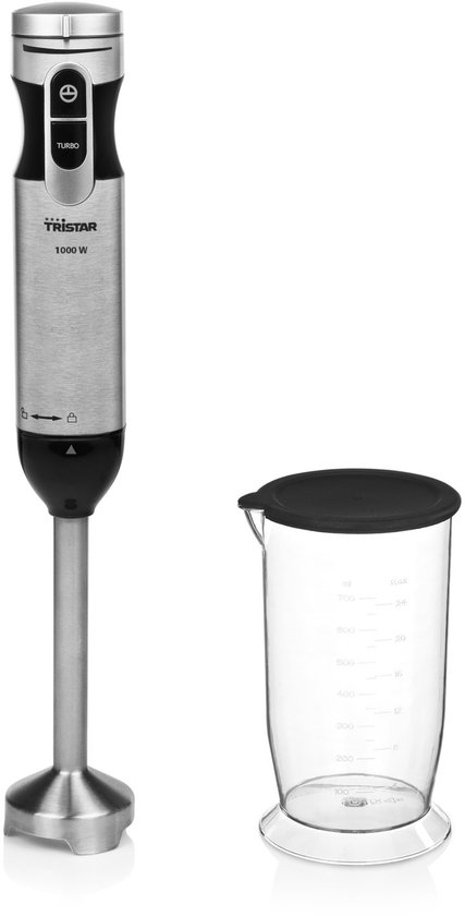 Tristar Staafmixer MX-4828 - Turbofunctie - Met afneembare roestvrijstalen staaf - inclusief Maatbeker 700ml - 1000 watt - RVS