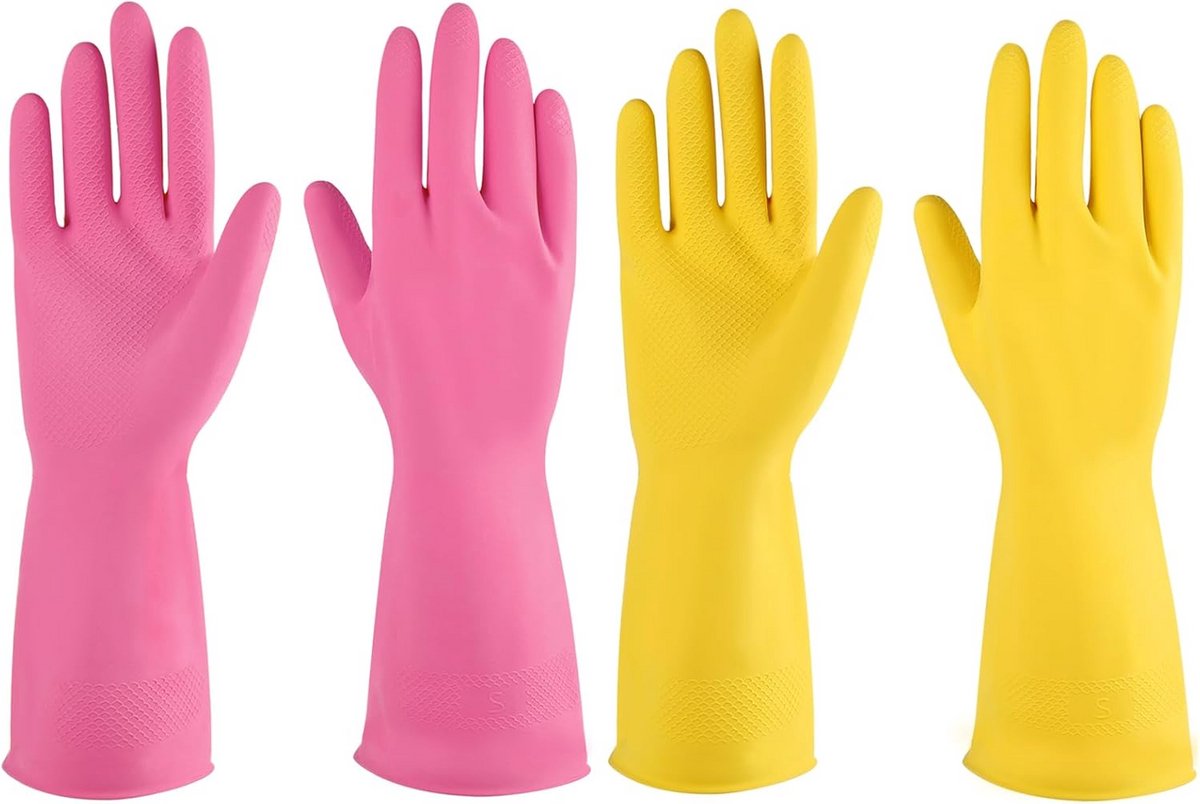 Stevige Rubberen Huishoudhandschoenen voor Wassen en Schoonmaken (2 Paar)