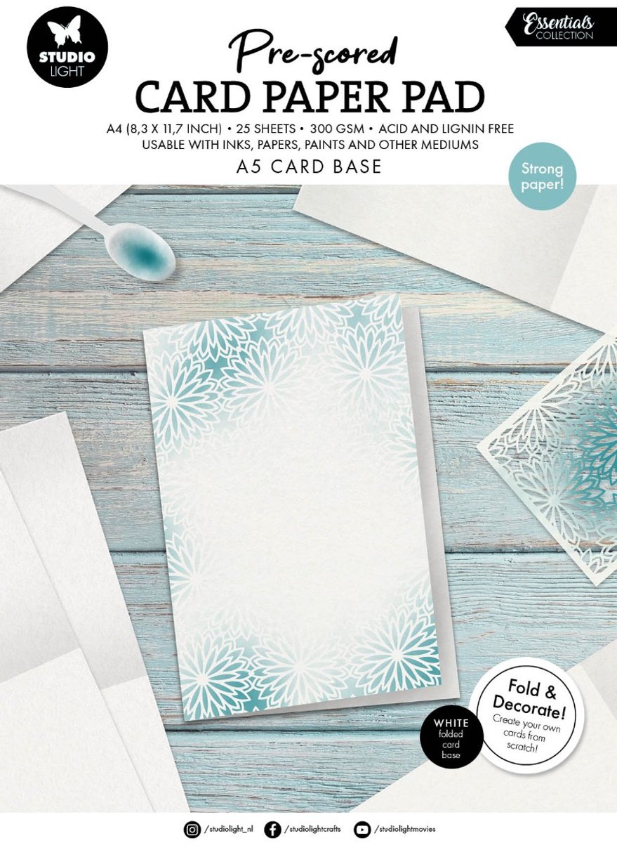 Card paper pad Pre-scored white A5 cards - Essentials nr. 443