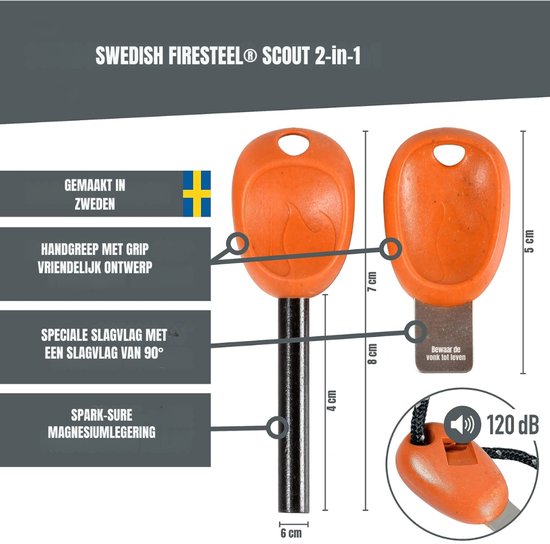 Florixa® Brandblusset - Firesteel - Vuurmaker - Rood - 24cm x 9cm x 3cm van Merkloos — afbeelding 2