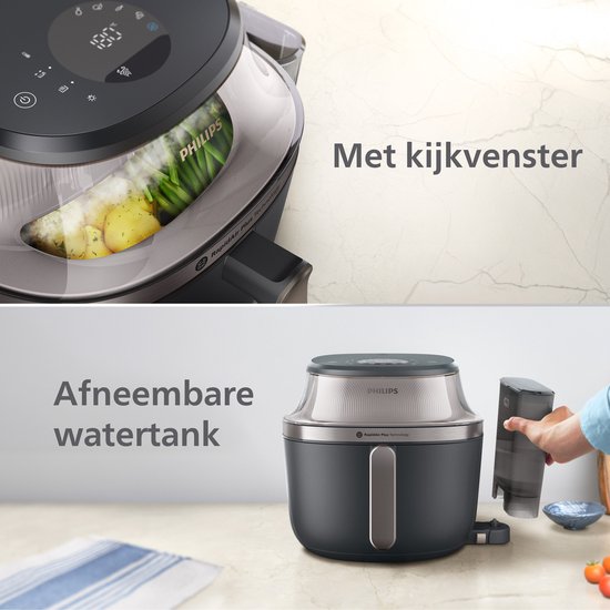 Philips Airfryer met Stoomfunctie 5000-serie – NA541/00 – PFAS vrij - SteamClean - SteamFry – 7,2L – Tot 6 personen