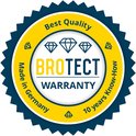 Brotect garantie zegel met 'Best Quality', 'Made in Germany', '10 years Know-How' en drie diamanten.